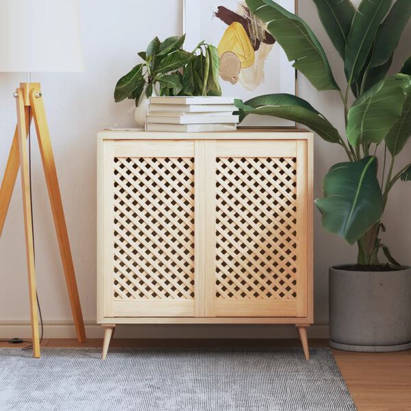 vidaXL Kastdeuren met latwerk 2 st 39,5x69 cm massief grenenhout