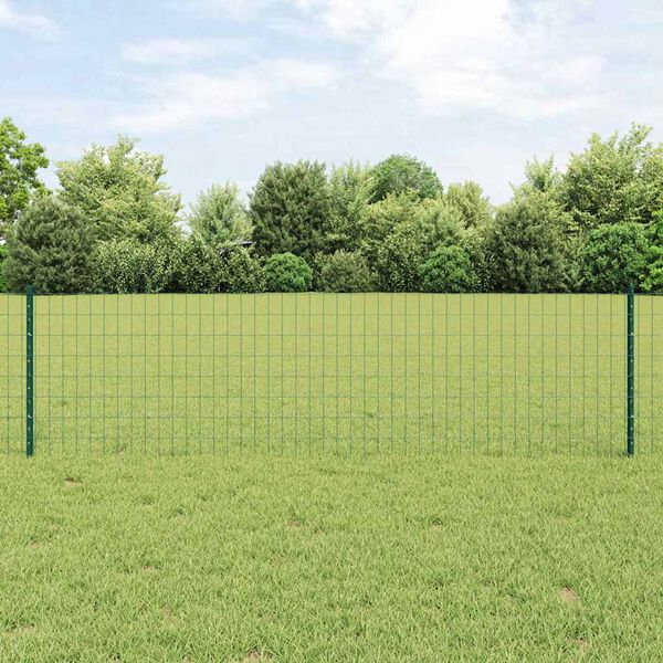 vidaXL Hek met Paal Groen 0,6 x 25 m Staal en PVC