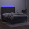 vidaXL Boxspring met matras en LED fluweel donkergrijs 140x190 cm