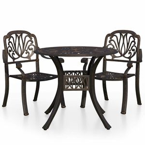 vidaXL 3-delige Bistroset gietaluminium bronskleurig