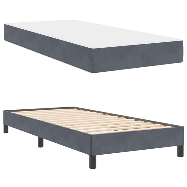vidaXL Boxspringbed met matras Donkergrijs 90 x 220 cm Stof
