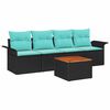 vidaXL Tuinbankenset met kussen 5 pcs Zwart poly rattan