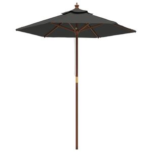 vidaXL Parasol met houten paal 196x231 cm antracietkleurig