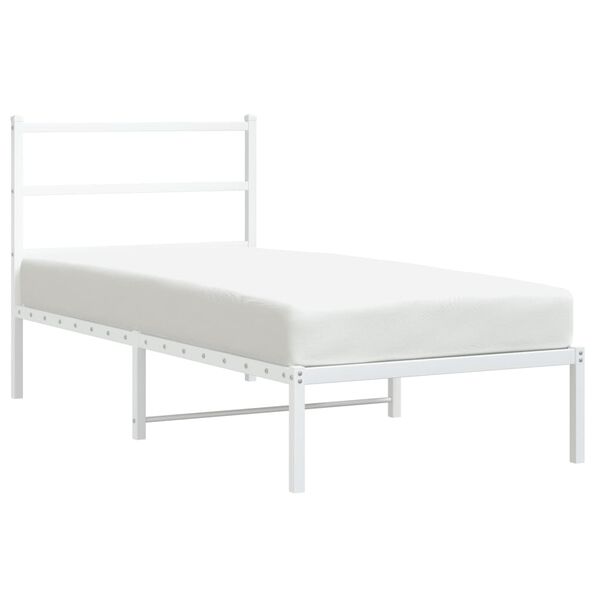 vidaXL Bedframe met hoofdbord metaal wit 90x200 cm