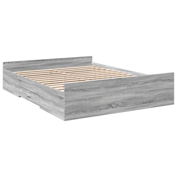vidaXL Bedframe met lades bewerkt hout grijs sonoma eiken 150x200 cm