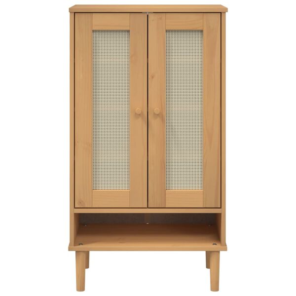 vidaXL Schoenenkast SENJA 59,5x35x107 cm rattan look grenenhout bruin