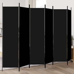 vidaXL Kamerscherm met 6 panelen 300x200 cm stof zwart