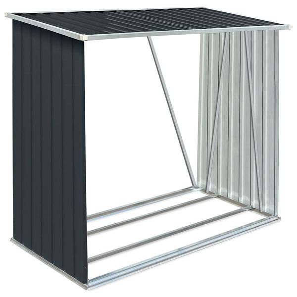 vidaXL Haardhoutschuur 163x83x154 cm gegalvaniseerd staal antraciet