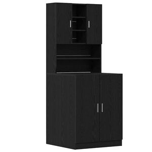 vidaXL Wasmachinekast 2 st Zwart eiken 70,5 x 71,5 x 181,5 cm