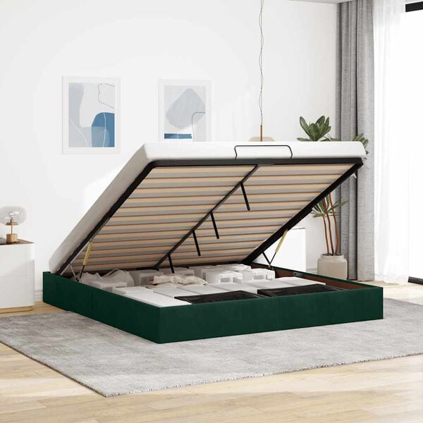 vidaXL Ottoman bedframe zonder matras 200x200 cm fluweel donkergroen