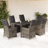 vidaXL 7-delige Bistroset met kussens poly rattan grijs