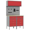 vidaXL Werkkast set 5 st Rood Poedergecoat staal en gefabriceerd hout