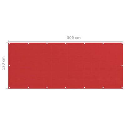 vidaXL Balkonscherm 120x300 cm HDPE rood