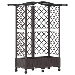 vidaXL Verhoogd Bed met Trellis en Dak Bruin 124 x 40 x 129 cm PP