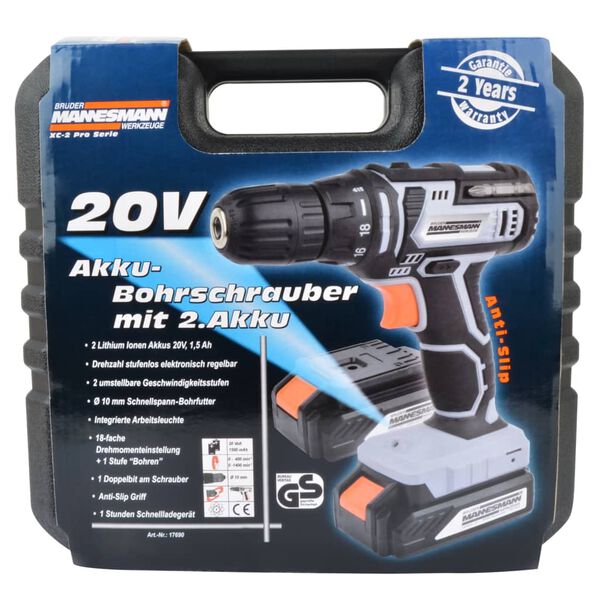 Br&uuml;der Mannesmann Accuschroevendraaier 2x20 V 1,5 Ah