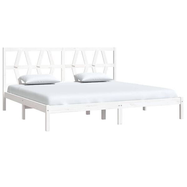 vidaXL Bedframe zonder matras wit massief hout 200x200 cm