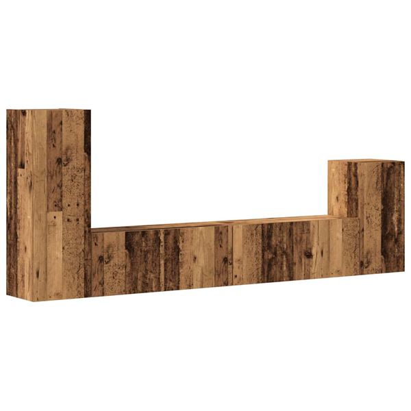 vidaXL 4-delig Tv-meubelset wandmontage bewerkt hout oud houtkleurig
