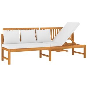 vidaxL Dagbed met cr&egrave;mekleurig kussen 200x60x75 cm massief acaciahout