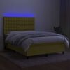 vidaXL Boxspring met matras en LED stof groen 140x190 cm