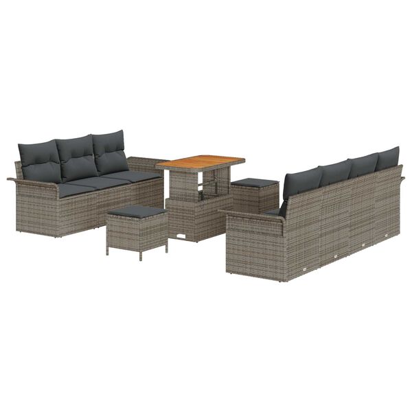 vidaXL Tuin Sofa Set met kussen met opslag met kussen 10 pcs Grijs
