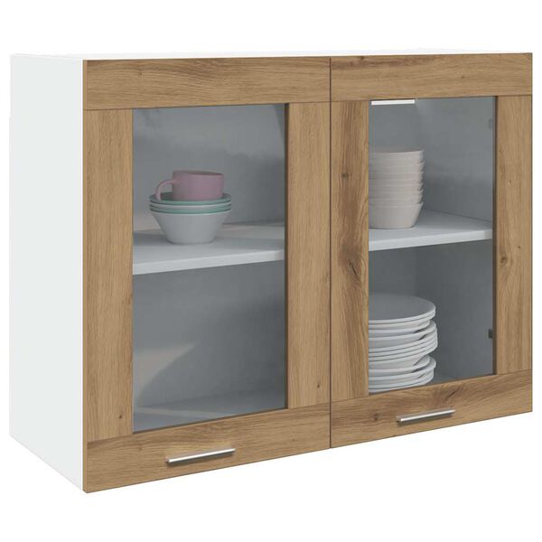 vidaXL Bovenkast Lyon 80x31x60 cm bewerkt hout artisanaal eikenkleurig