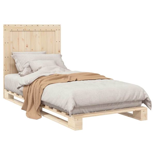 vidaXL Bedframe met hoofdbord massief grenenhout 90x200 cm
