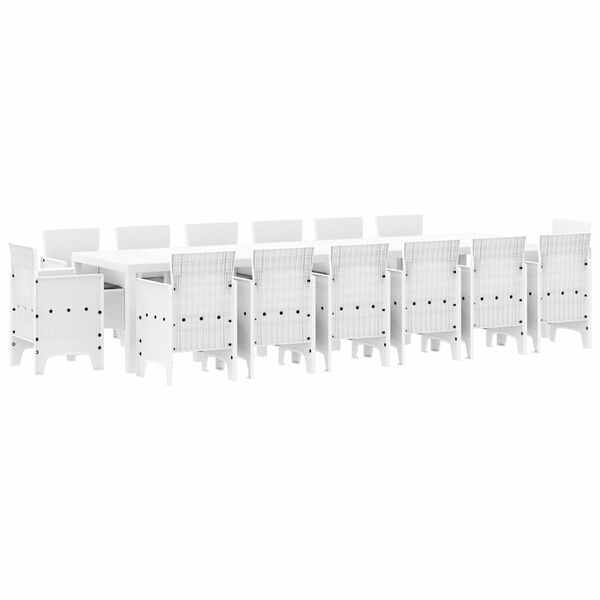 vidaXL Tuin Eetset 15 pcs Wit Polt riet