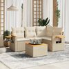 vidaXL 5-delige Loungeset met kussens poly rattan beige