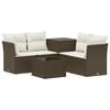 vidaXL Bankstel 6 st Bruin en Cr&egrave;me Wit Poly Rattan en Staal