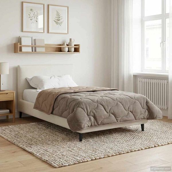 vidaXL Vol jaar dekbed Taupe 135 x 220 cm Microfiber en Teddy fleece
