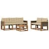 vidaXL Buiten bankenset met kussen 6 pcs Natuurlijk en Beige