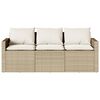 vidaXL Tuinbank 3-zits met kussens poly rattan beige