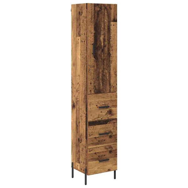 vidaXL Highboard met lade Oud Hout 34,5 x 34 x 180 cm Bewerkt hout