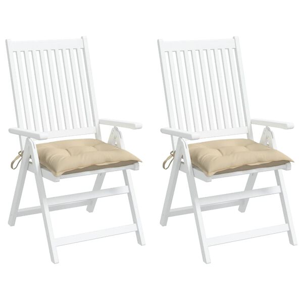vidaXL Stoelkussens 2 st 50x50x7 cm oxford stof beige