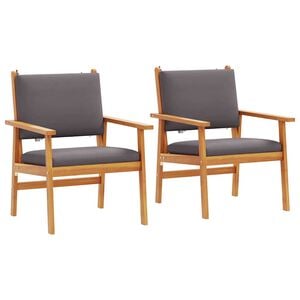 vidaXL Tuinstoel met kussen 2 pcs Antraciet Massief Acaciahout