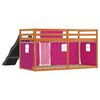 vidaXL Stapelbed met glijbaan en gordijnen roze 90x200 cm