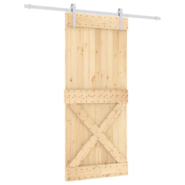 vidaXL Schuifdeur met beslag 90x210 cm massief grenenhout