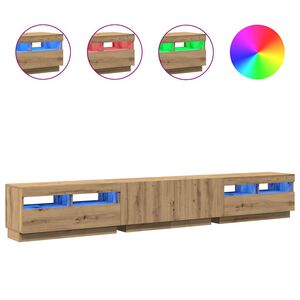vidaXL Tv-meubel met LED 260x35x40 cm bewerkt hout artisanaal eiken