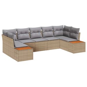 vidaXL Tuin Sofa Set met kussen 7 pcs Beige poly rattan