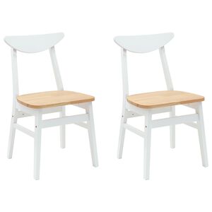 vidaXL Eettafelstoelen 2 st Massief Rubberhout Wit 42 x 47.5 x 81 cm