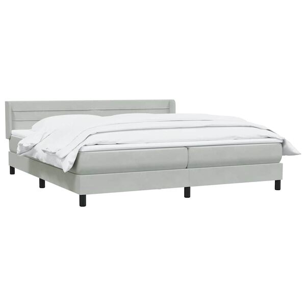 vidaXL Boxspring met matras fluweel lichtgrijs 180x210 cm