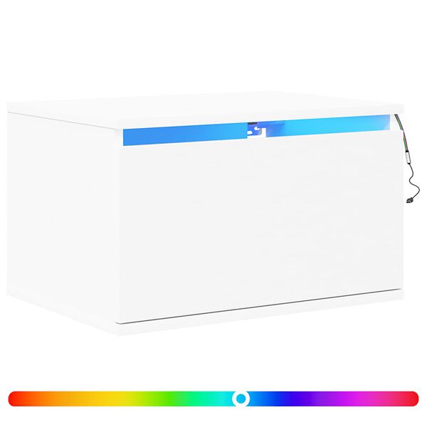 vidaXL Nachtkastje met LED-verlichting wandgemonteerd wit