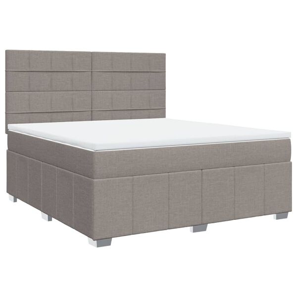 vidaXL Boxspring met matras stof taupe 180x200 cm