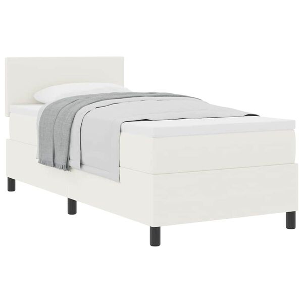 vidaXL Boxspring bed Cr&egrave;me en Wit 203 x 100 x 88 cm Katoenen stof