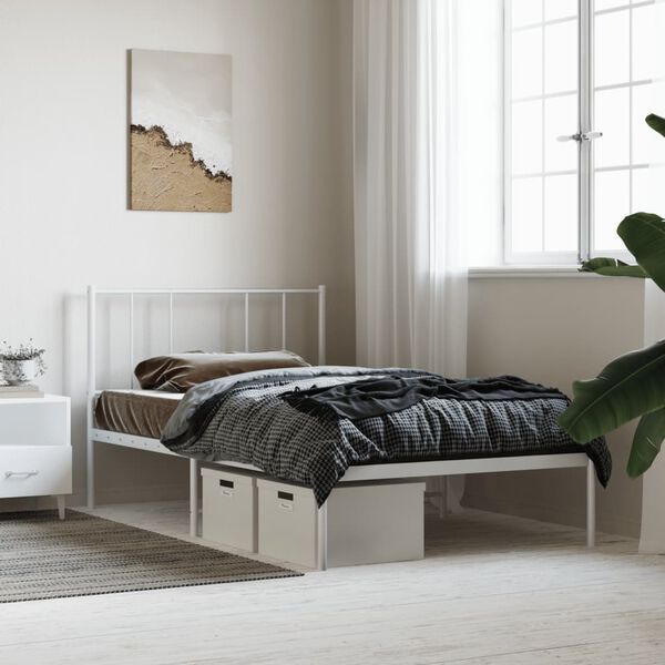 vidaXL Bedframe met hoofdbord metaal wit 80x200 cm