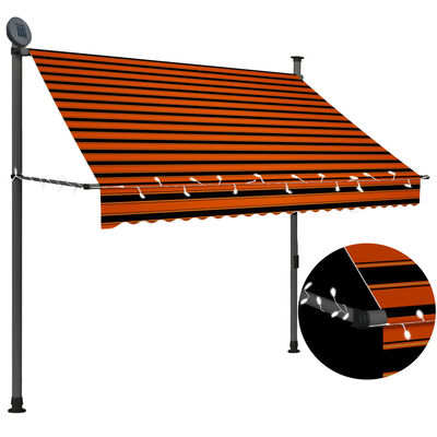 vidaXL Luifel handmatig uitschuifbaar met LED 200 cm oranje en bruin
