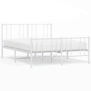 vidaXL Bedframe met hoofd- en voeteneinde metaal wit 150x200 cm