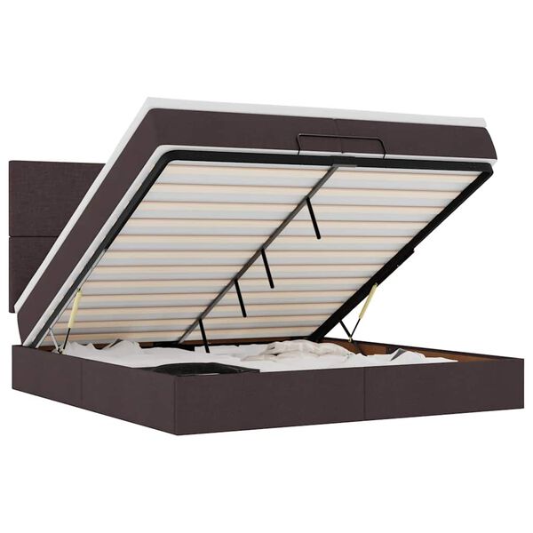 vidaXL Ottoman bed met matrassen en LED's 200x200cm stof donkerbruin
