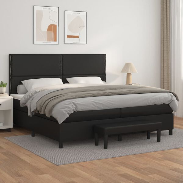 vidaXL Boxspring met matras kunstleer zwart 200x200 cm