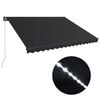 vidaXL Luifel handmatig uittrekbaar met LED 450x300 cm antraciet